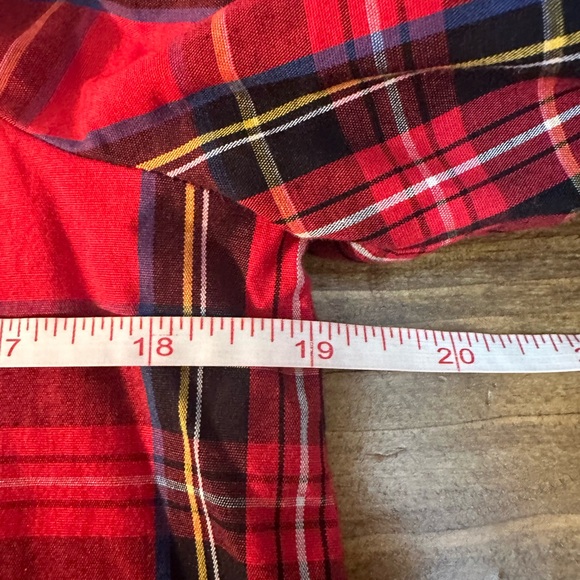 J Crew BC856 NWT Size XS Gorgeous Red Tartan Plaid Ruffled Cotton Popover Top - Picture 7 of 10